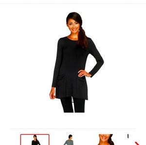 LOGO by Lori Goldstein knit Top with chiffon med.